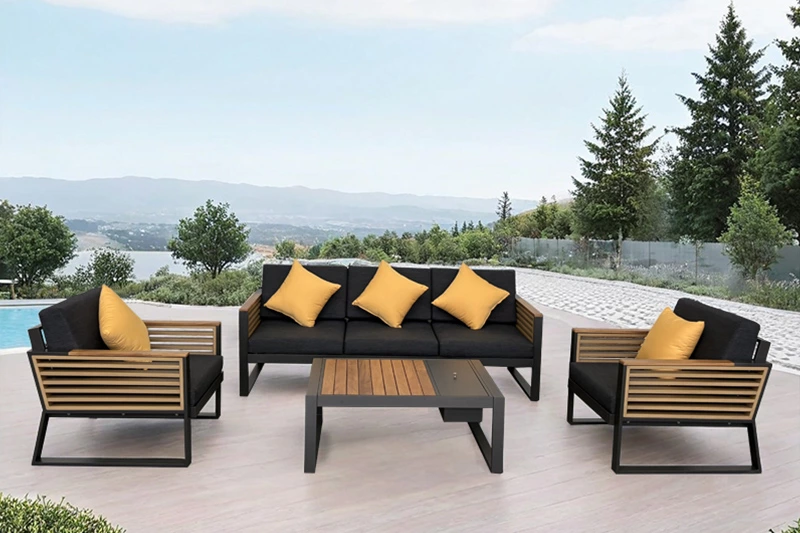 Black Outdoor Aluminum Sofa