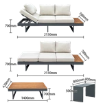 Teak Wood Aluminum Frame Garden Sofa