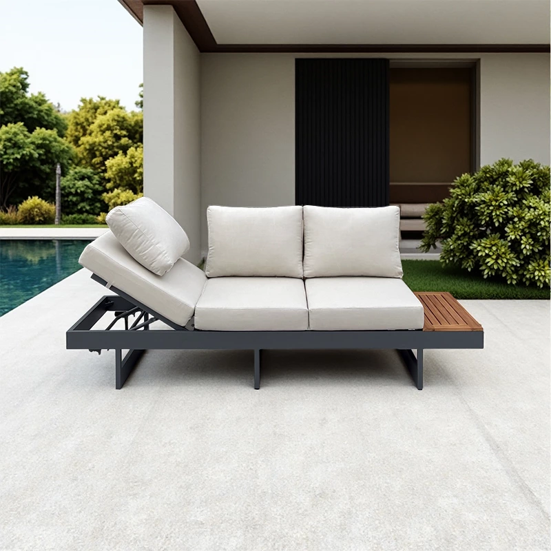 Teak Wood Aluminum Frame Garden Sofa