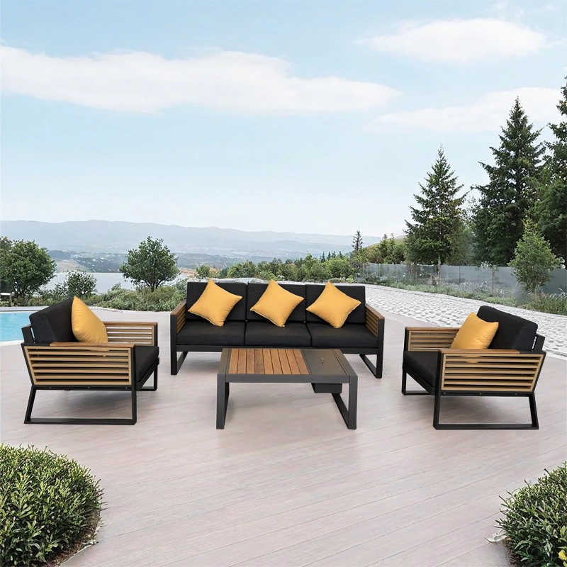 Black Outdoor Aluminum Sofa