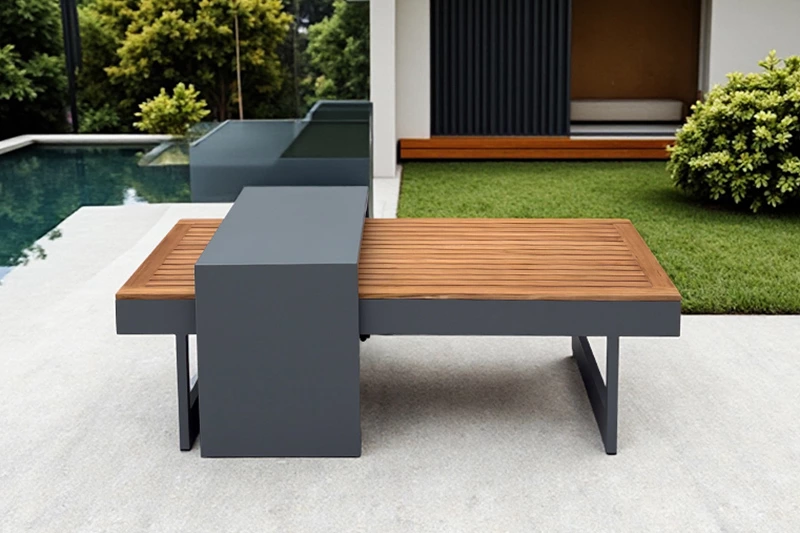 Teak Wood Aluminum Frame Garden Sofa