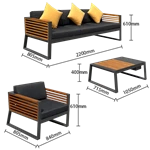 Black Outdoor Aluminum Sofa