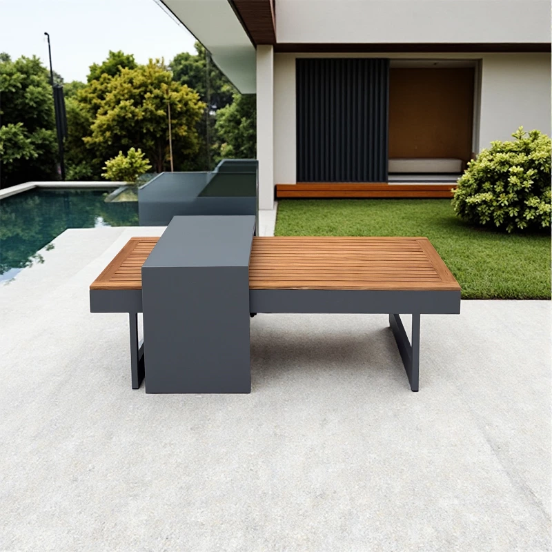 Teak Wood Aluminum Frame Garden Sofa