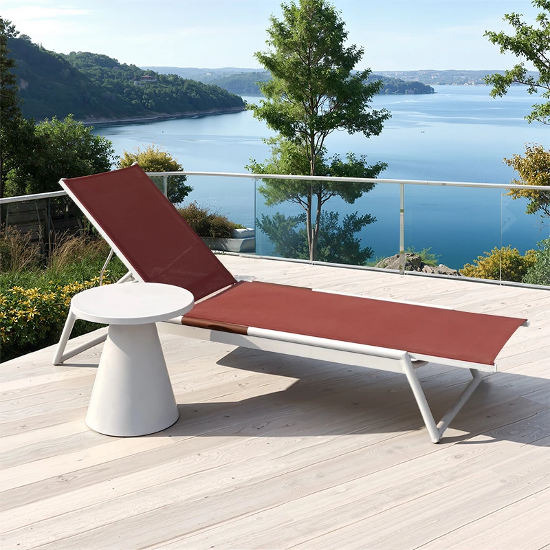 Red Aluminium Pool Loungers