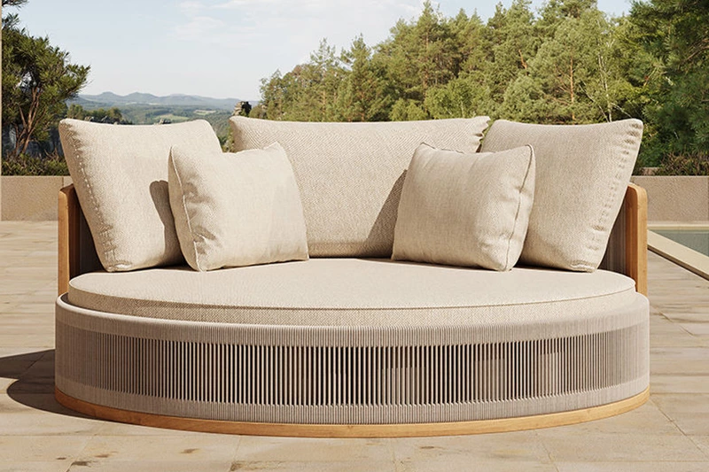 Outdoor Garden Teak Rope Daybed