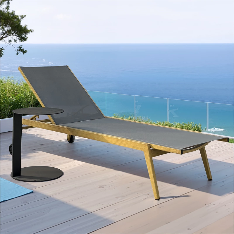 Aluminum Grey Mesh Sun Loungers