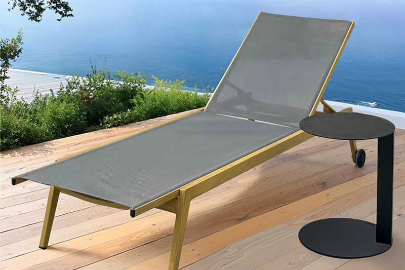 Aluminum Grey Mesh Sun Loungers