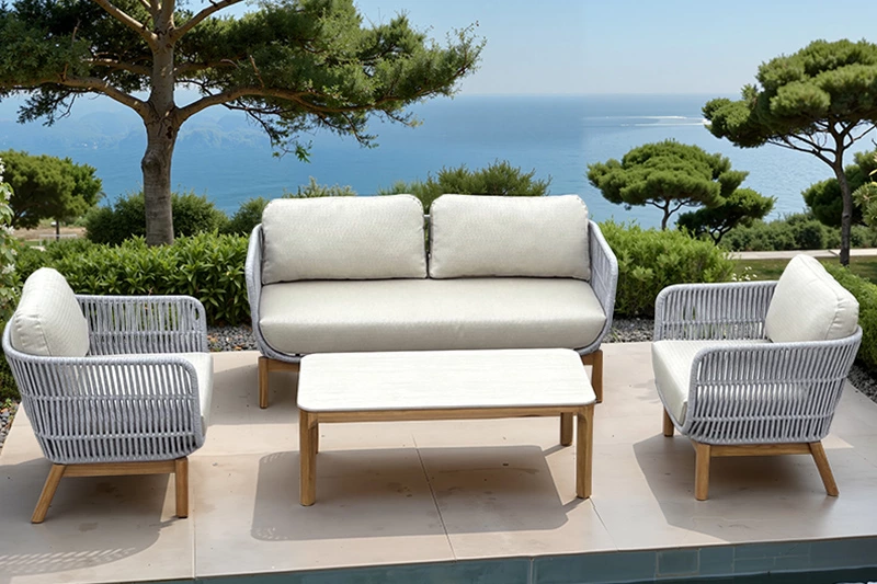 Teak Wood Rope Frame Sofa Set