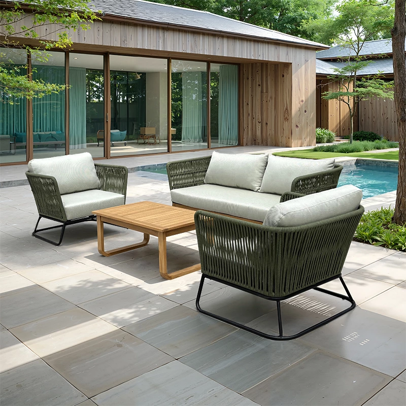 Teak Wood Rope Frame Sofa Set