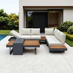Teak Wood Aluminum Frame Garden Sofa
